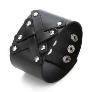 Bracelet de Force avec Rivets en Cuir - Mon Bracelet Homme