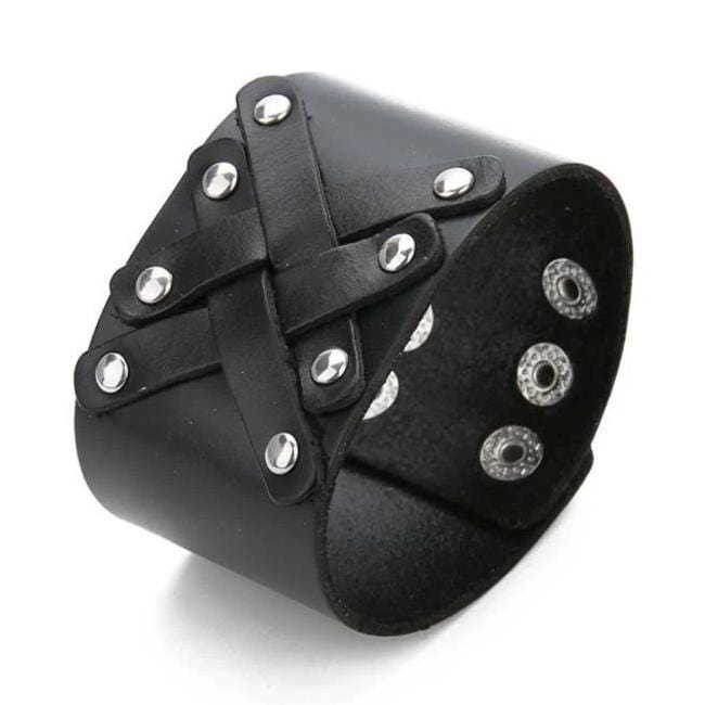 Bracelet de Force avec Rivets en Cuir - Mon Bracelet Homme