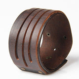 Bracelet de Force avec Trois Rainures en Cuir - Mon Bracelet Homme
