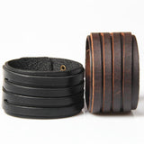 Bracelet de Force avec Trois Rainures en Cuir - Mon Bracelet Homme