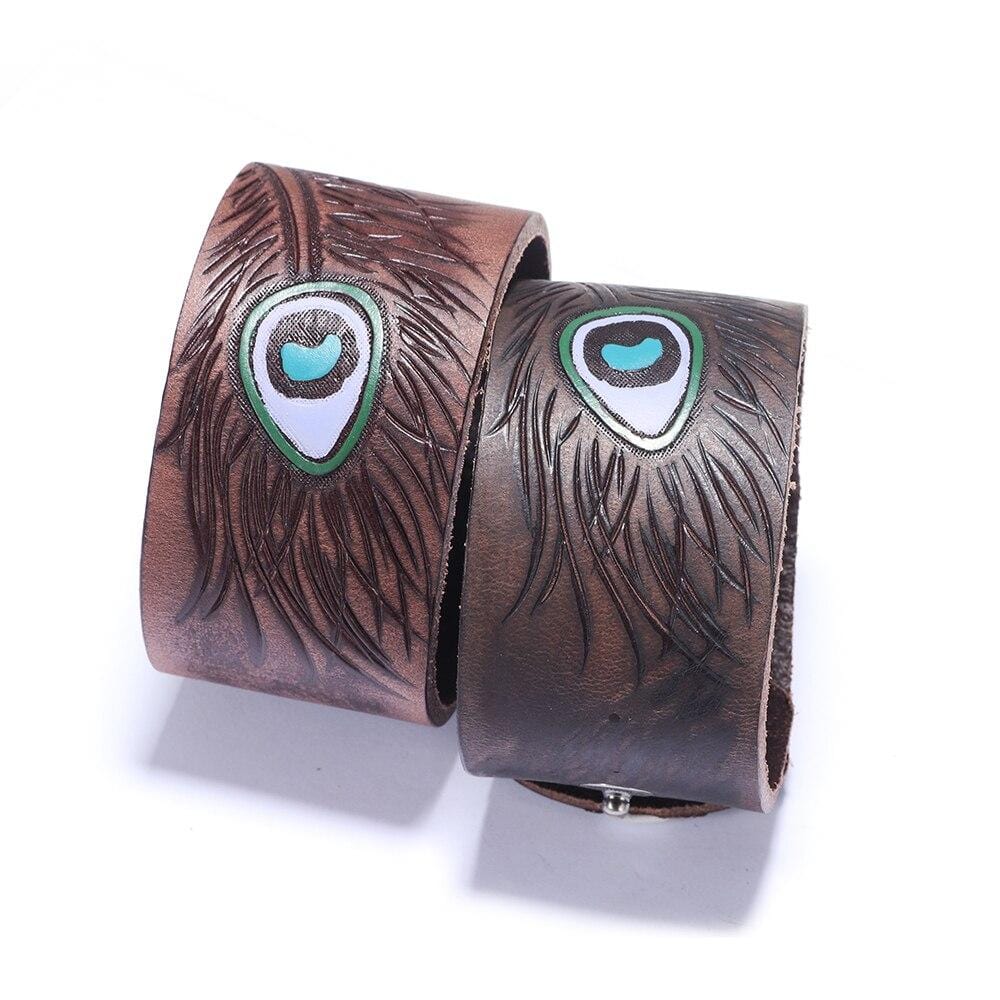 Bracelet de Force avec une Plume en Cuir - Mon Bracelet Homme