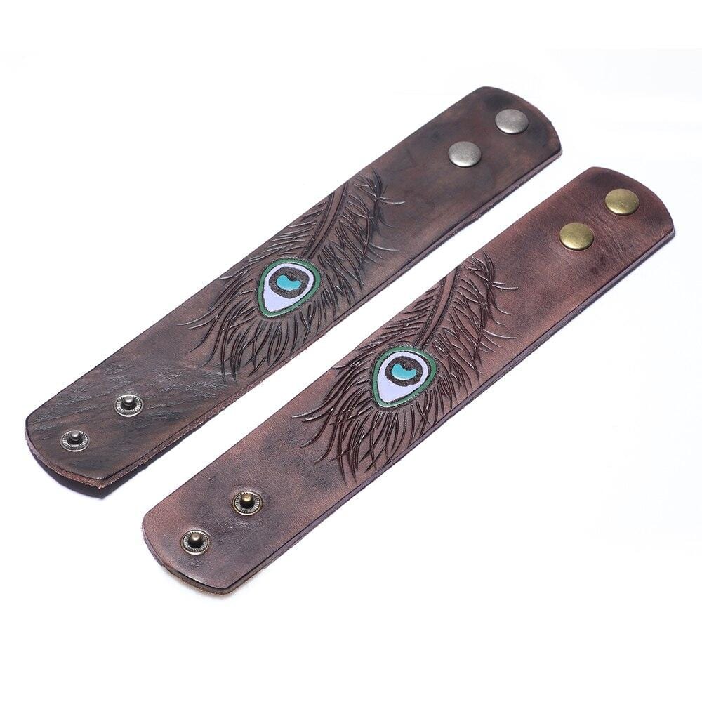 Bracelet de Force avec une Plume en Cuir - Mon Bracelet Homme