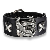 Bracelet de Force Biker Noir en Cuir - Mon Bracelet Homme