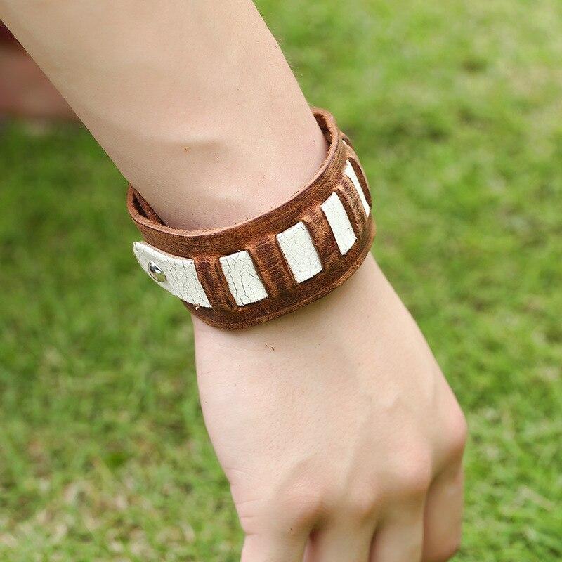 Bracelet de Force Blanc et Marron en Cuir - Mon Bracelet Homme