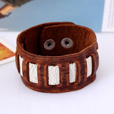 Bracelet de Force Blanc et Marron en Cuir - Mon Bracelet Homme