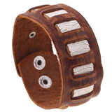 Bracelet de Force Blanc et Marron en Cuir