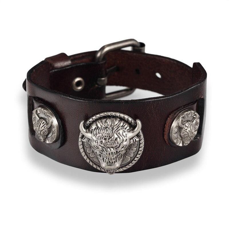 Bracelet de Force Buffle en Cuir - Mon Bracelet Homme