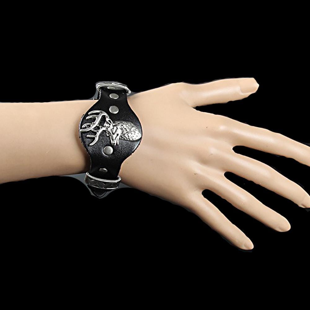 Bracelet de force Cerf en Cuir - Mon Bracelet Homme