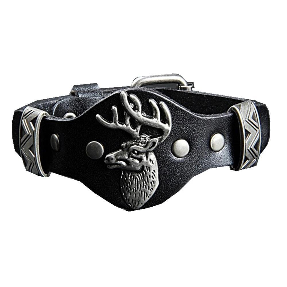 Bracelet de force Cerf en Cuir - Mon Bracelet Homme