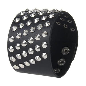 Bracelet de Force Champ de Rivets en Cuir - Mon Bracelet Homme