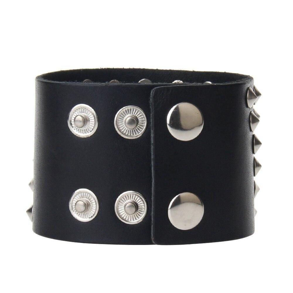 Bracelet de Force Champ de Rivets en Cuir - Mon Bracelet Homme