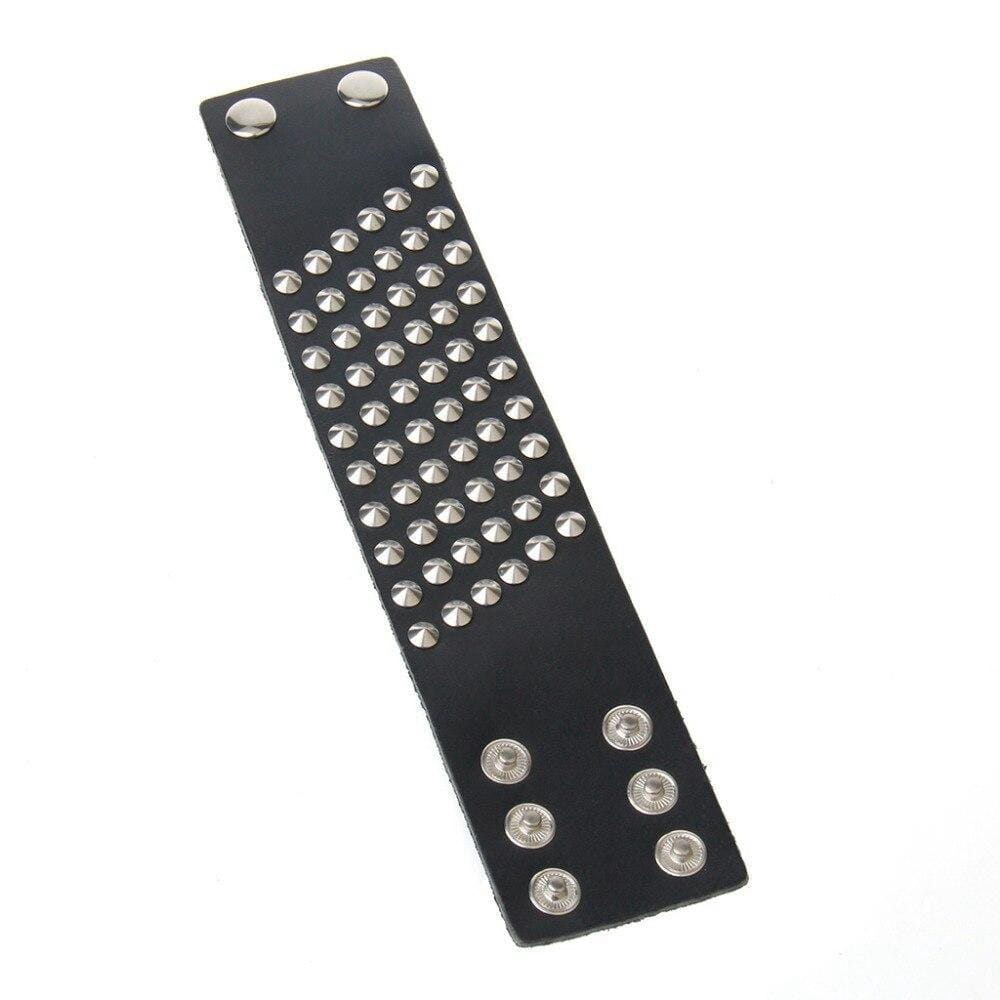 Bracelet de Force Champ de Rivets en Cuir - Mon Bracelet Homme