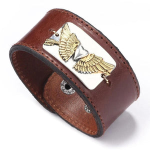 Bracelet de Force Cœur Ailé en Cuir - Mon Bracelet Homme