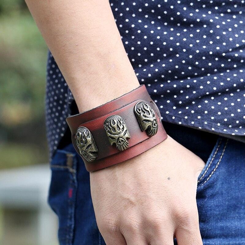 Bracelet de Force Crâne flambant - Mon Bracelet Homme