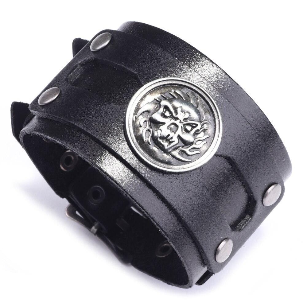 Bracelet de Force Crâne Punk en Cuir - Mon Bracelet Homme