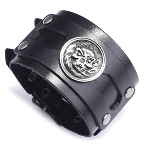 Bracelet de Force Crâne Punk en Cuir - Mon Bracelet Homme