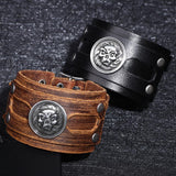 Bracelet de Force Crâne Punk en Cuir - Mon Bracelet Homme