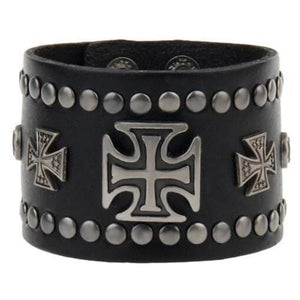 Bracelet de Force Croix Maltaise et Rivets - Mon Bracelet Homme
