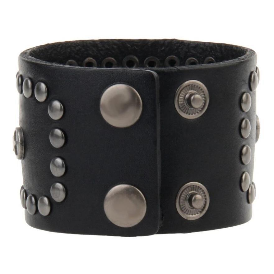 Bracelet de Force Croix Maltaise et Rivets - Mon Bracelet Homme