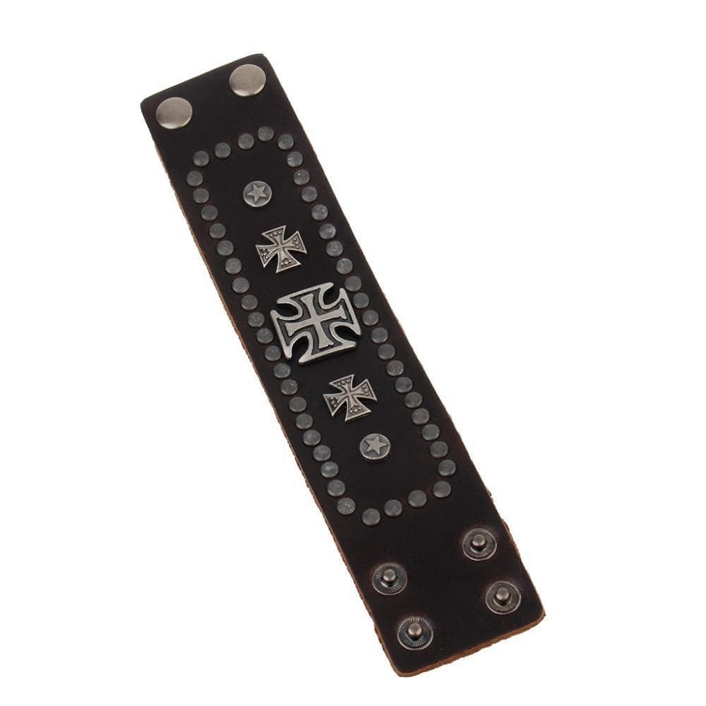 Bracelet de Force Croix Maltaise et Rivets - Mon Bracelet Homme