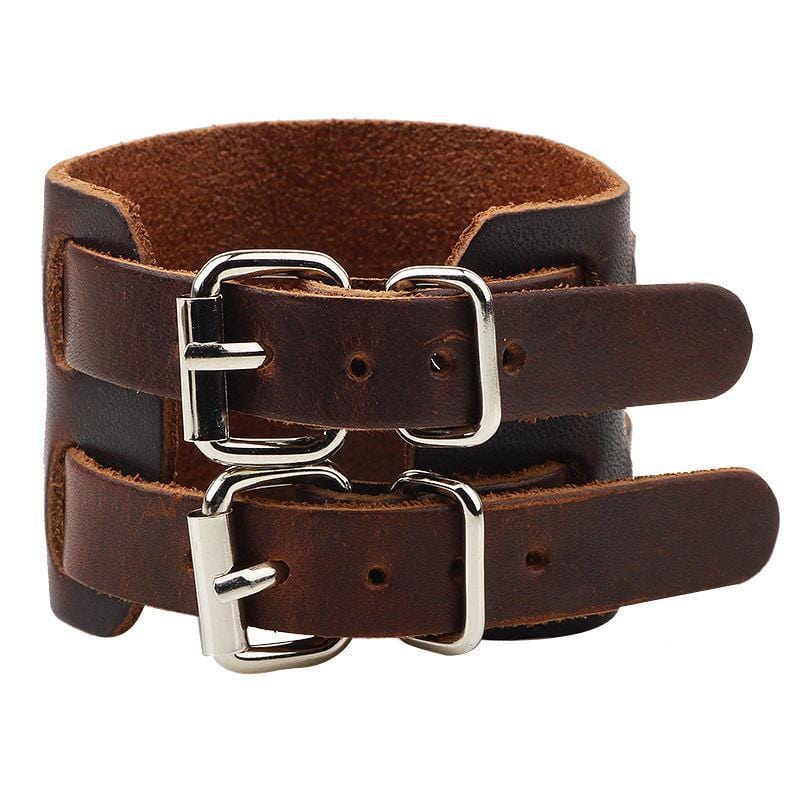 Bracelet de Force Cuir Brun en Cuir - Mon Bracelet Homme