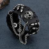 Bracelet de Force Cuir Noir Crâne - Mon Bracelet Homme