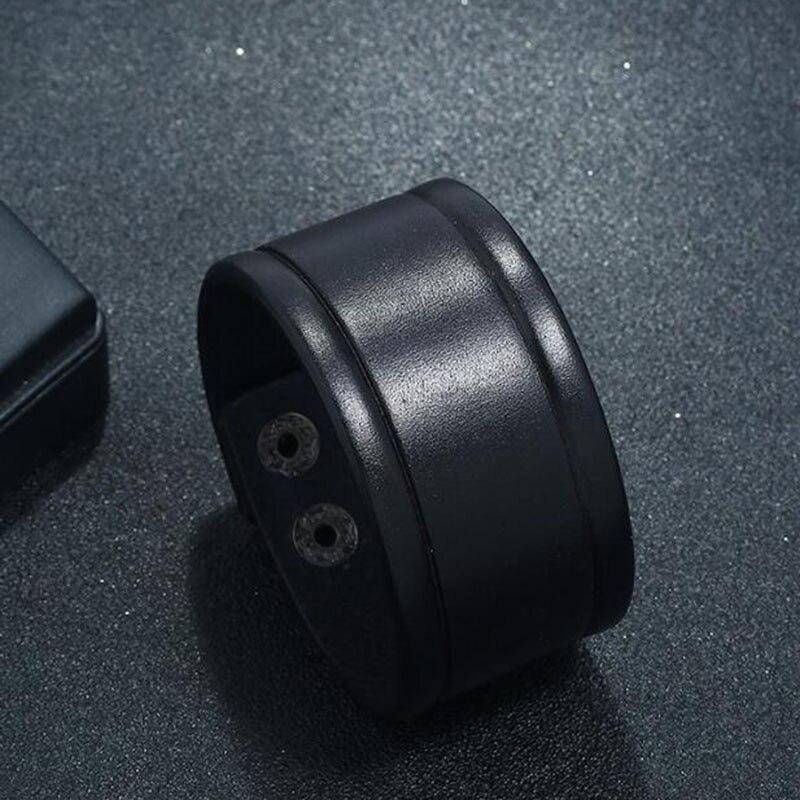 Bracelet de Force Cuir Noir et Bouton Pression - Mon Bracelet Homme