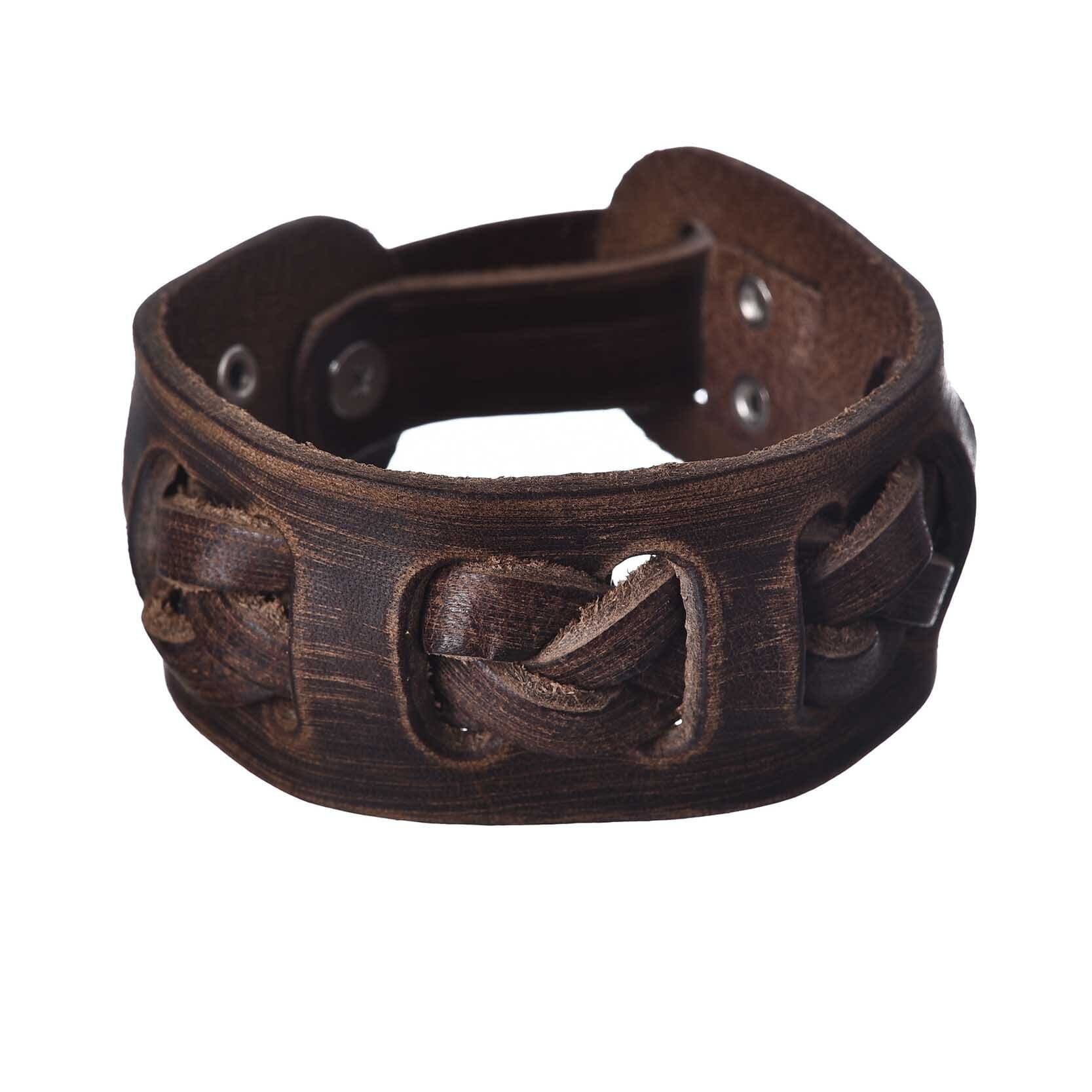 Bracelet de Force Cuir Tressé Large - Mon Bracelet Homme