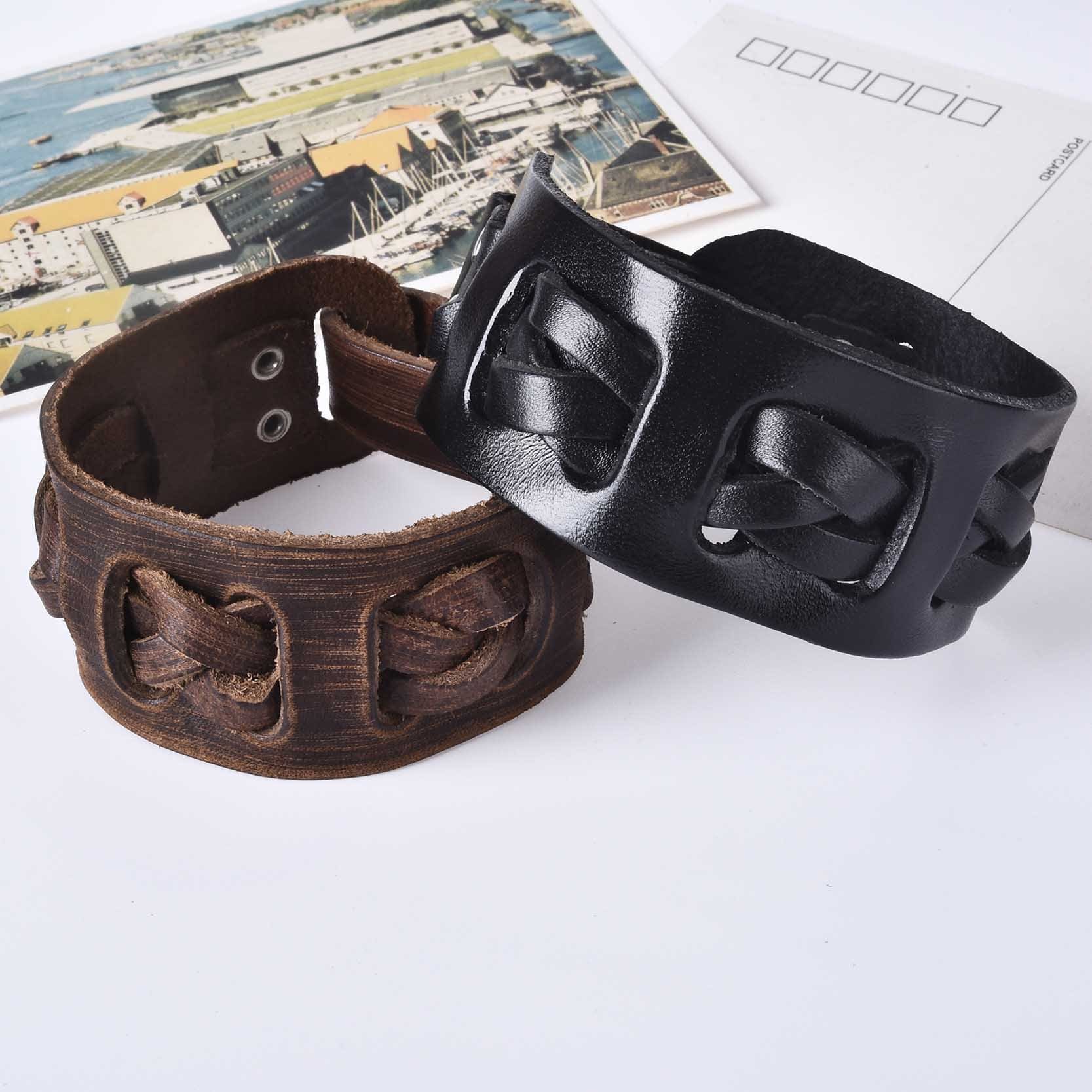 Bracelet de Force Cuir Tressé Large - Mon Bracelet Homme