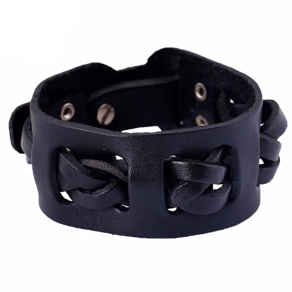 Bracelet de Force Cuir Tressé Large - Mon Bracelet Homme