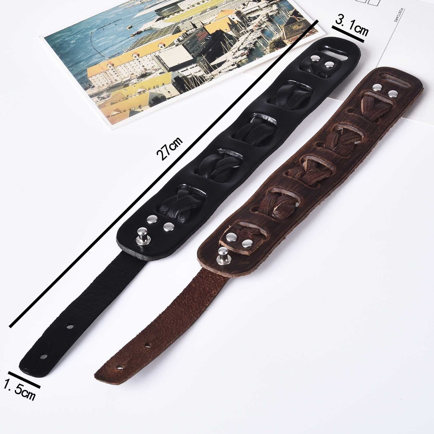Bracelet de Force Cuir Tressé Large - Mon Bracelet Homme
