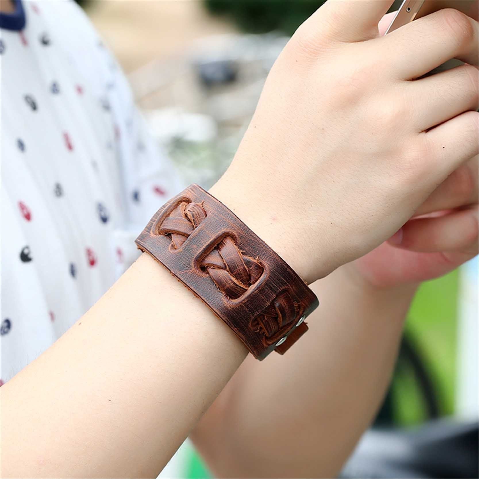 Bracelet de Force Cuir Tressé Large - Mon Bracelet Homme