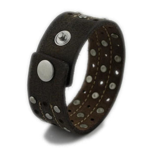 Bracelet de Force Double Couture en Cuir - Mon Bracelet Homme