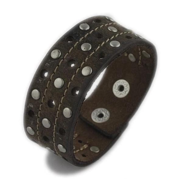 Bracelet de Force Double Couture en Cuir - Mon Bracelet Homme