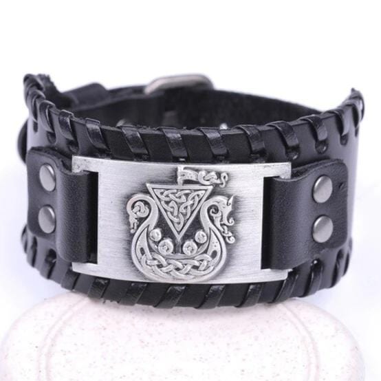 Bracelet de Force Drakkar en Cuir - Mon Bracelet Homme