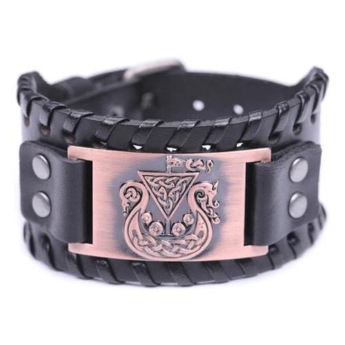 Bracelet de Force Drakkar en Cuir - Mon Bracelet Homme