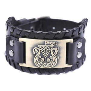 Bracelet de Force Drakkar en Cuir - Mon Bracelet Homme