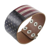 Bracelet de Force Drapeau USA en Cuir - Mon Bracelet Homme