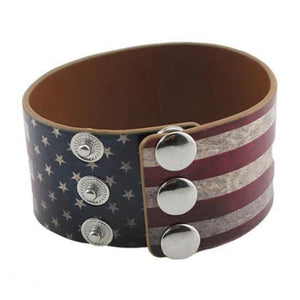 Bracelet de Force Drapeau USA en Cuir - Mon Bracelet Homme