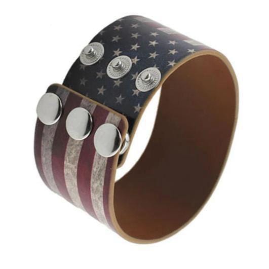 Bracelet de Force Drapeau USA en Cuir - Mon Bracelet Homme