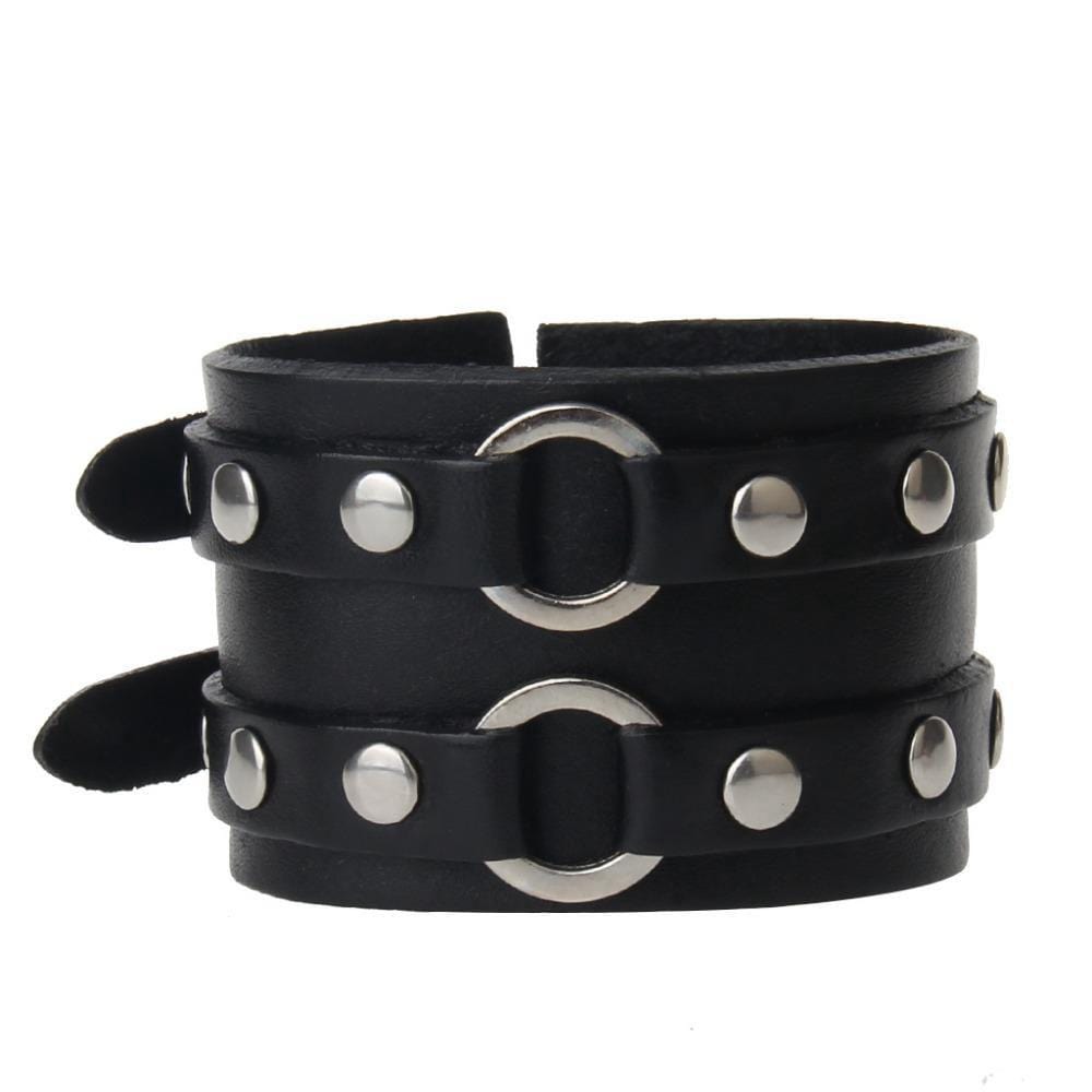 Bracelet de Force en Cuir Double Anneau - Mon Bracelet Homme