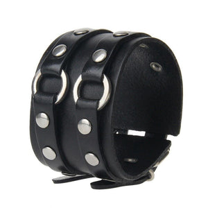 Bracelet de Force en Cuir Double Anneau - Mon Bracelet Homme