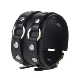 Bracelet de Force en Cuir Double Anneau