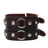 Bracelet de Force en Cuir Double Anneau - Mon Bracelet Homme