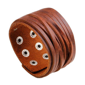 Bracelet de Force en cuir Marron en Cuir - Mon Bracelet Homme