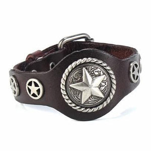 Bracelet de Force Etoile en Cuir - Mon Bracelet Homme