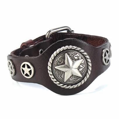Bracelet de Force Etoile en Cuir - Mon Bracelet Homme