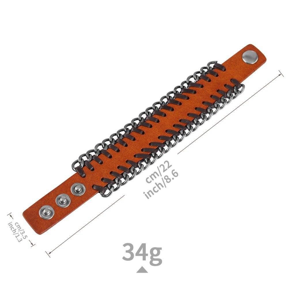 Bracelet de Force Extrémités en Chaîne en Cuir - Mon Bracelet Homme