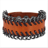 Bracelet de Force Extrémités en Chaîne en Cuir - Mon Bracelet Homme