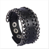Bracelet de Force Extrémités en Chaîne en Cuir - Mon Bracelet Homme